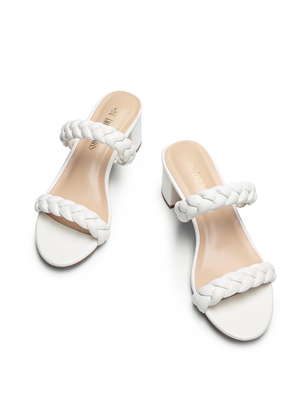 Dream Pairs White Braided Strap Block Heel Sandals - Women
